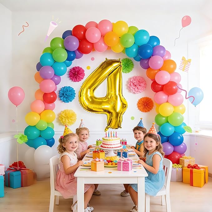 Smlpuame 40 inch Number Balloon 0-9 Gold Large Number 4 Balloons,Digital Balloons for Birthday Party Celebration Decorations Supplies, Helium Foil Number Balloons for Wedding Anniversary