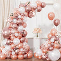 Rose Gold Balloon Garland Arch Kit, Metallic Rose Gold Pearl White and Glitter Confetti Balloons, Rose Gold Party Decor for Wedding Backdrop, Birthday, Baby Shower, Photo Booth, Retirement Party Decro