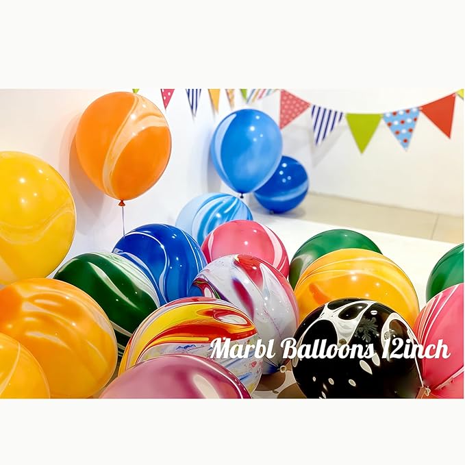 Green Marble Balloons Marbled Agate Latex 12 Inch 50 PCS Swirl Balloons for Tie Dye Party Chrismas Decoration Summer Jungle Rain Forest Themed Event