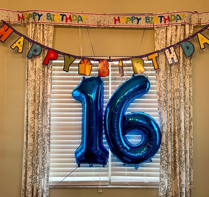 6 Birthday Decoration, 40 Inch Foil Big Balloon for Men And Women, Navy Blue Balloons for 6, 16, 26, 60, 2026 Graduation, Birthday, Wedding Anniversary, Xmas, Party Supplies
