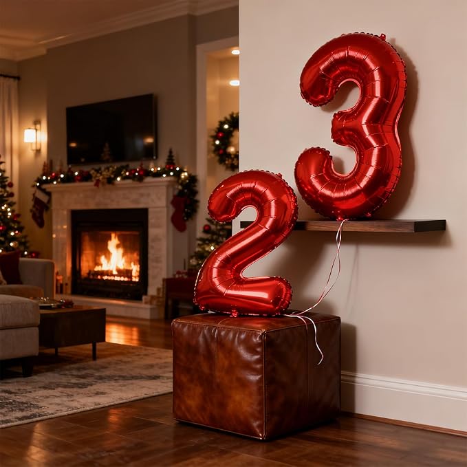 YPSelected 32 Inch Large Foil Helium Number Balloon Birthday Wedding Party 0-9 (Red, 6)
