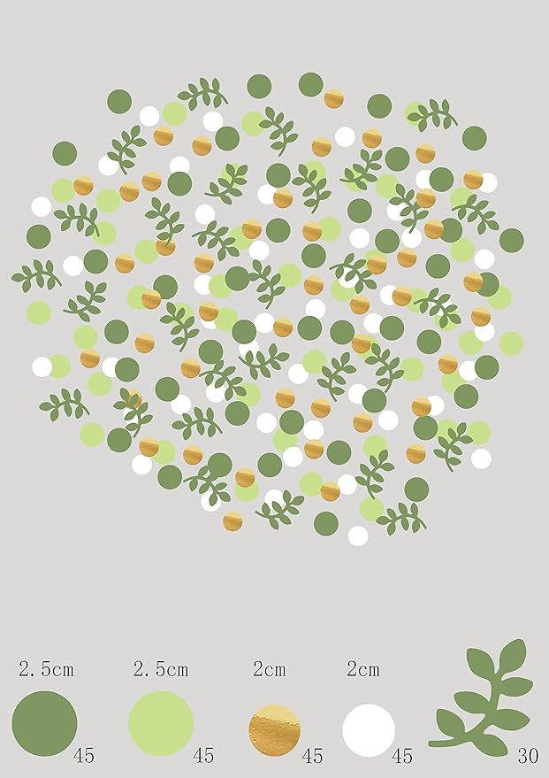 210 Pcs Baby Shower Confetti Greenery Glitter Table Decorations Eucalyptus Golden Scatter Country Nature-Theme Party St.Patrick's Day Wedding Christmas Supplies