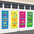 Panelee 4 Pcs Church Banners for Sanctuary Wall Rainbow Cartoon Church Banners with Scripture Inspirational Religious Praise Bible Verses Hanging Backdrop Signs for Sunday School Worship Decoration