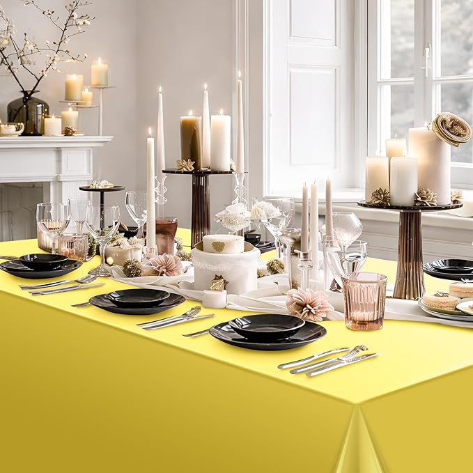3 Pack Gold Plastic Tablecloth, Disposable Rectangle Table Covers, Holographic Metallic Foil Tablecloth Gold Party Supplies Decorations for Birthday Graduation Anniversary Bachelorette, 54x108Inch