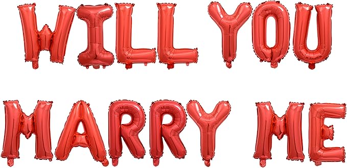 2 Set 28Pcs Red Will You Marry Me Letter Balloons 16in Balloon Foil Letter Decorations Party Decor Red Letter Balloons Will You Marry Me Party Supplies