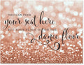 Andaz Press Wedding Party Signs, Glitzy Rose Gold Glitter, 8.5x11-inch, You Can Find Your Seat Here, But Your Place is On the Dance Floor, 1-Pack, Bokeh Colored Party Supplies
