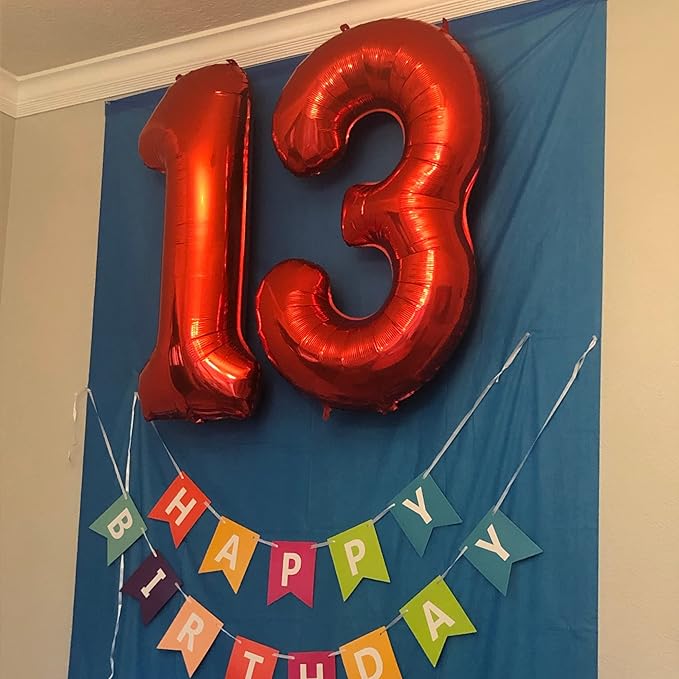 12th Birthday Balloons for Boys Girls, 40 Red Foil Number 12 Balloons with Confetti Latex Helium Balloons, Red Birthday Party Balloons Numbers 1 and 2 for Women Men 12th 21st Anniversary Decorations