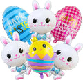 6PCS Easter Balloons Include Bunny and Egg Balloons for Easter Party Supplies, Bunny Birthday Decorations, Easter Carrot and Picnic Party Decor