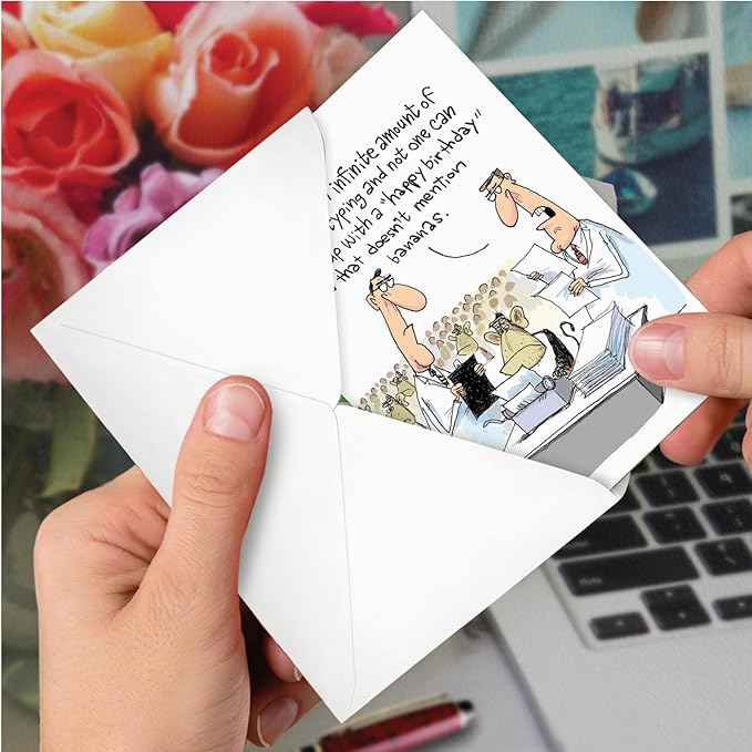 NobleWorks - Funny Birthday Greeting Card with 5 x 7 Inch Envelope (1 Card) Bday Typing Monkeys C7887BDG
