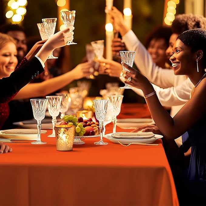 6 Pack Premium Disposable Plastic Tablecloth 54" x 108" Party Table Cloths Disposable for 6 to 8 Foot Tables Indoor or Outdoor Birthdays Weddings Christmas Anniversary Buffet Table (Orange)