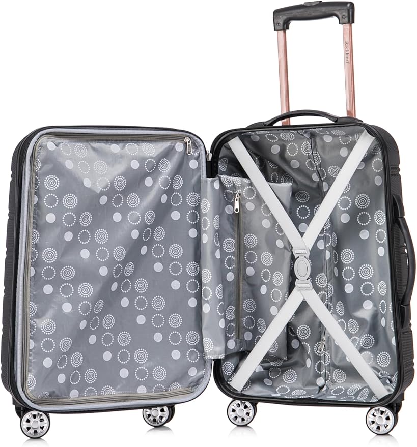 Rockland Melbourne Hardside 2 Piece Expandable Spinner Wheel Luggage Set, Carry-On 20" and Tote 14", Black