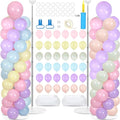 2 Sets Pastel Balloon Column Stand Kit with 100 Balloons Spring Mother's Day Adjustable Balloon Tower Stand with Bases for Floor Macaron Column for Graduation Birthday Rainbow Party Wedding Decor
