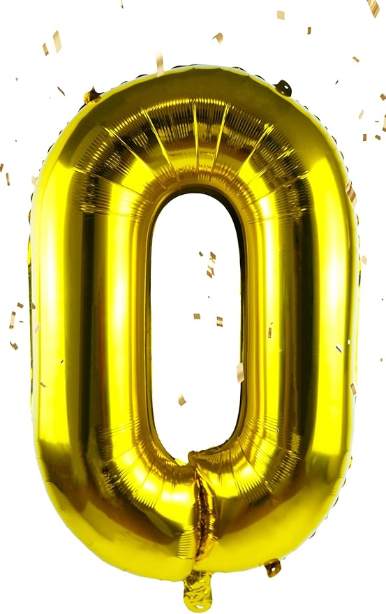 Gold Number “0”Balloons 16 Inch, Mylar Foil Custom Single Letter, Hanging, Reusable for girls boys adults Birthday,Surprise,Wedding, Celebration, Sports Party Event Decoration Supplies