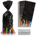 Neon Cellophane Treat Bags, 100 Pcs Neon Candy Goodie Gift Wrap Bags for Party Favors, Plastic Colorful Cookie Snack Bag with Twist Ties for Kids Birthday Halloween Party Favors Decorations Supplies