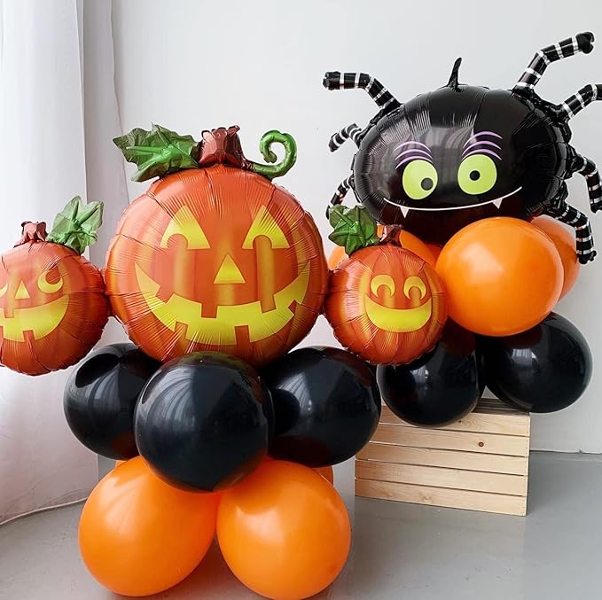Black and Orange Balloons, 70Pcs 12inch Black Orange Latex Balloon and Confetti Balloons for Halloween Celebration Trick or Treat Party Spooky Ghost Party Bar Anniversary Graduation Decoration