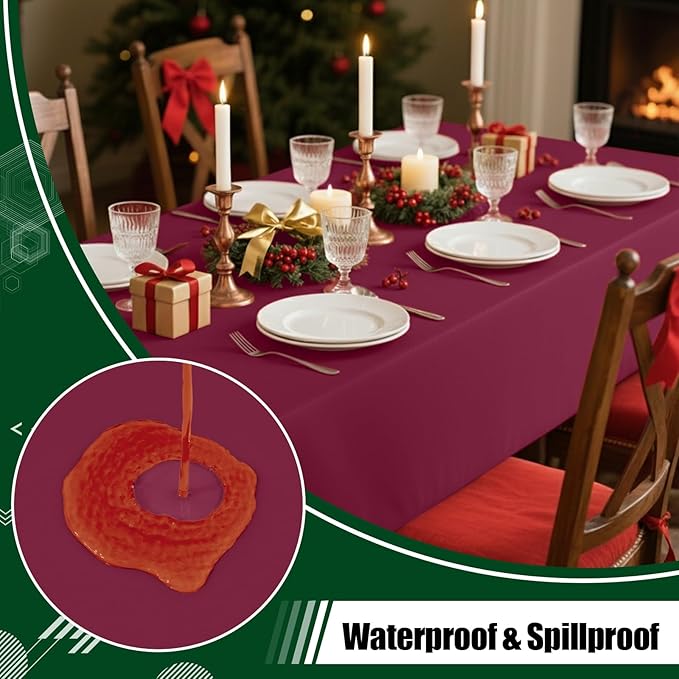 Smiry Disposable Table Cloth - 10 Pack, 54 x 108 Inch Waterproof Rectangle Tablecloths for Parties, Decorative Plastic Table Cover, Leakproof & Sturdy, Wine Red