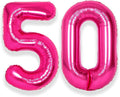 SUWEN 40 Inch Large Hot Pink 50 Balloon Numbers Big Foil Helium Number Balloons 0-9 Jumbo Happy 50th Mylar Birthday Party Decorations for Women Anniversary Party Supplies
