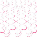 Pink Ceiling Swirl Foil Decorations Hanging Plastic Streamer Themed Swirl Party for Valentine's Carnival Celebration, Pack of 28