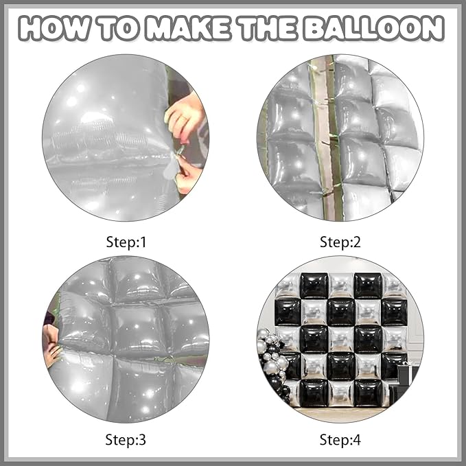 Black and Silver Double Sided Square Foil Balloons Wall,19 Inches Chrome Silver Metallic Foil Balloons Tunnel Arch Kit for 2026 Graduation Decorations,Anniversary Birthday Party Background Decoration