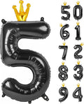Black 5 Balloon, 40 Inch Number Balloon, Black and Gold Party Supplies, 5th Birthday Balloon Decorations, 5 15 25 35 50 Number Balloons, Number 5 Balloon.