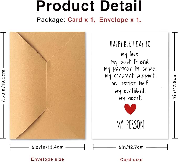 KINGNAME Funny Birthday Card for Him, Romantic Card for Boyfriend Husband, Cute Sexy Gift Message, Anniversary Humor Greeting Card (My Person)