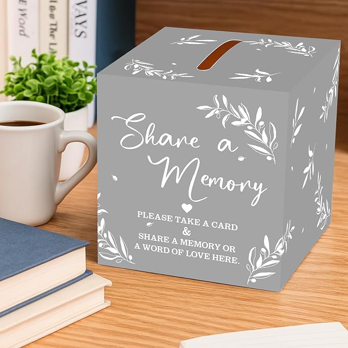 Pajean 50 Pcs Share a Memory Cards for Collections of Life, Memory Cards Box for Guest Ideas Funeral Graduation Wedding Bridal Shower Birthday Anniversary Retirement(Grey,Trendy)