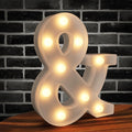 Marquee Lights - 26 Alphabet LED Letters, Battery Powered, White Plastic, Night Light for Engagement Party, Wedding, Baby Shower, Birthday