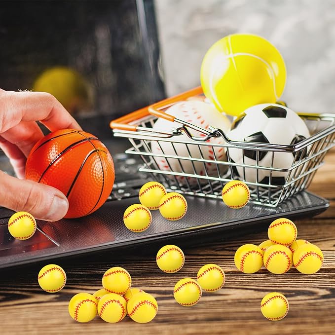 24 Pcs Softball Bouncy Balls for Kids, 32mm Rubber Bounce Sport Balls Bulk for Party Favors, Goodie Bag Fillers, Easter Gift Bag Stuffers, Basket Stuffers, Classroom Prizes, Carnival Party Supplies