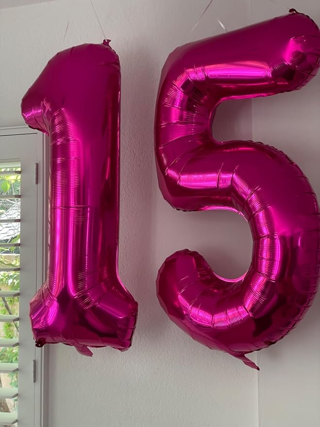 Number Balloons 1, 40 Inch One Balloons for 1st Birthday Girl Boy 1 11 21 Party Decorations Baby Shower Photo Shoot, Hot Pink 1 Balloon