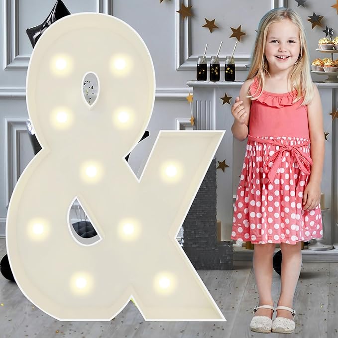 3FT Marquee Light Up Sign &, Big Marquee Letter for Baby Shower Birthday Engagement Wedding Marry Me Party Decor
