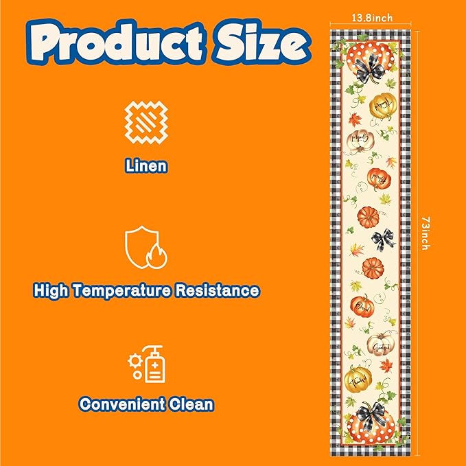 OHOME Thanksgiving Decorations - Thanksgiving Table Runner | Thanks Giving Table Decor | Friendsgiving Party Decorations Centerpieces Supplies Essentials for Room Office Indoor