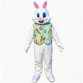 Easter Bunny Mascot Costume Blue Vest Unisex Deluxe Rabbit Costume Party Adult Size Fancy Dress