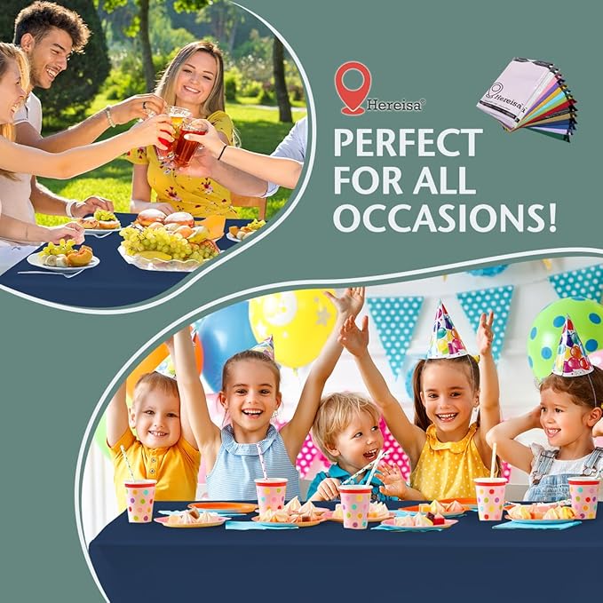 Disposable Plastic Tablecloth 54x108 Inch Rectangle - Navy Blue, 4 Pack Waterproof & Tear-Resistant Party Table Cover for Dining, Picnic, Crafts, Holiday Decor