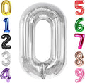 40 Inch Silver Number 0 Balloon, Giant Number 0 Balloons for 10th 20th 30th 40th Birthday Decorations, Party Supplies for Baby Boy Girl, Silver Party Decor