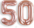 AULE 40 Inch Large 50 Number Balloons Rose Gold Big Foil Number Balloons Giant Helium Happy 50th Birthday Party Decorations for Women Huge Mylar Anniversary Supplies