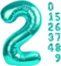 2 Numbers Balloon 40 Inch Blue-green Two Balloon Number Birthday Decor, 2nd 12 21st Party Celebration Decorations Graduations Wedding Baby Shower