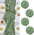 IVAPUPU 4 Pcs Cheesecloth Table Runner - 10ft Sage Green Easter Spring Boho Gauze Cheese Cloth Table Runners for Baby Shower Decoration Wedding Party Garden Farmhouse