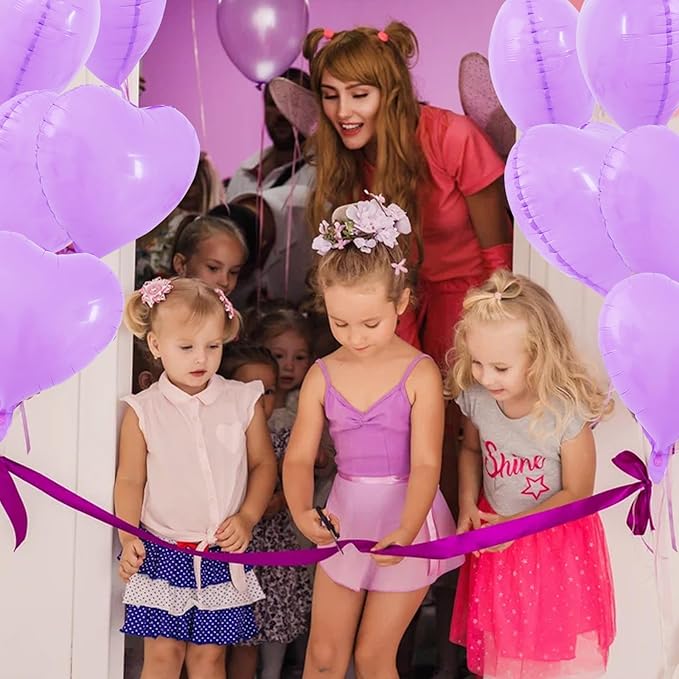 TONIFUL 30Pcs 18 Inch Pastel Purple Balloons Purple Heart Shape Foil Mylar Banners Decoration for Birthday Valentine's Day Wedding Bridal Shower Anniversary Engagement Party Supplies
