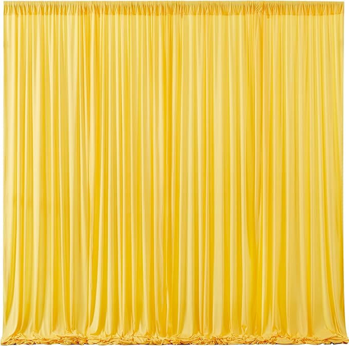 Yellow Backdrop Curtains-Wrinkle-Free Polyester Photography Drapes Party Curtain Background for Baby Shower Wedding Decorations- 32 X10FT (Yellow)