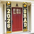 Class of 2026 Graduation Decorations Black and Gold Congrats 2026 GRAD Porch Sign Banner for High School and College Graduation Party Decoration