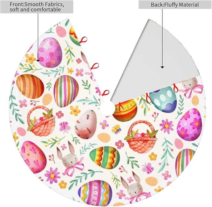 Easter Eggs Bunny Tree Skirt Xmas Tree Mat Christmas Tree Ornaments Decorations Holiday Party Indoor Outdoor 30"