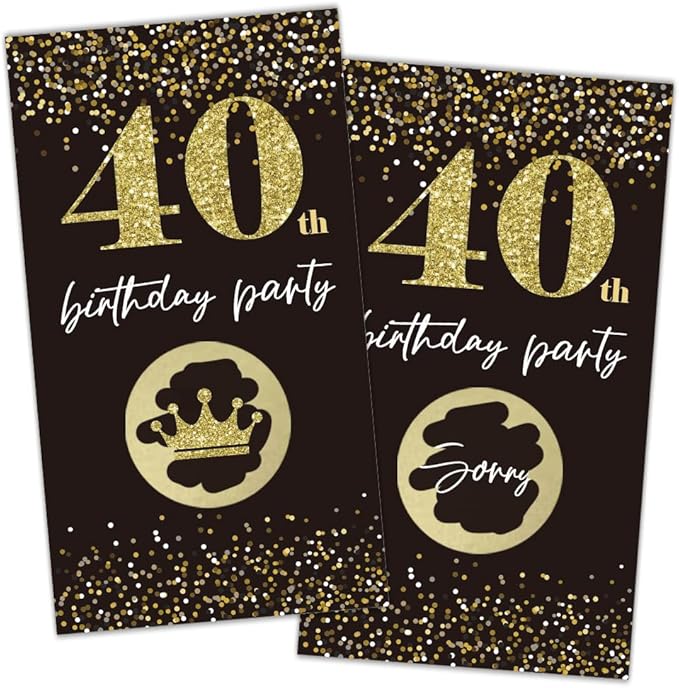 REWIDPARTY Black Gold 40th Birthday Party Scratch Off Game Cards（32 PCS） Cheers to 40 Years Party Supplies Happy 40th Birthday Party Scratch Cards Activity for Birthday Raffle Tickets Kids Adults