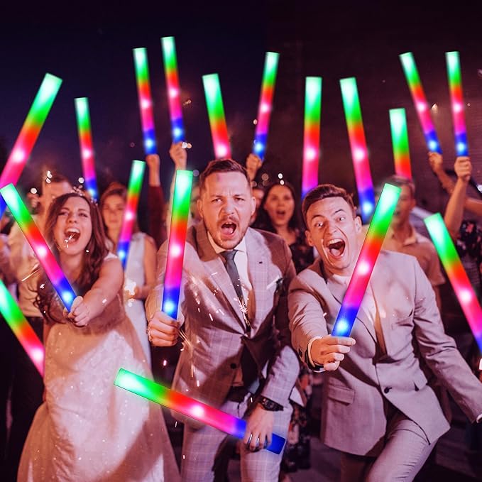 32PCS Foam Glow Sticks, Foam Light Up Sticks with 3 Modes Colorful Flashing, Glow Sticks for Wedding, Glow Stick Bulk Party Pack for Wedding, Raves, Concert, Camping, Carnival