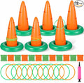 Easter Carrots Inflatable Ring Toss Game for Adults Family, Indoor Outdoor Party Easter Game Party Decorations Cute Fun with 6 Cones 12 Rings 12 Bean Bags 1 Air Pump