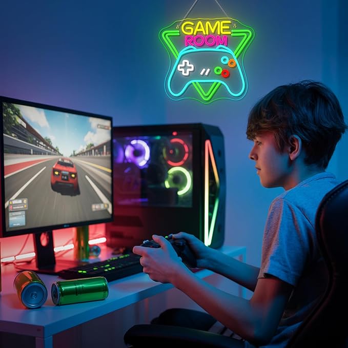 Gamerneon Game Room Neon Sign Gaming Neon Signs for Wall Decor Man Cave Led Light Game Zone Club Gamer Lover Teens Bedroom Home Boys Gift
