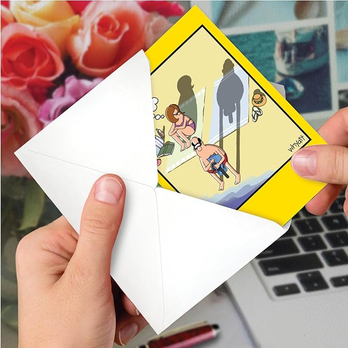 NobleWorks - 1 Funny Cartoon Card for Birthdays - Happy Bday Celebration for Grown-Ups, Humor Stationery Greeting - If Only Birthday 8296