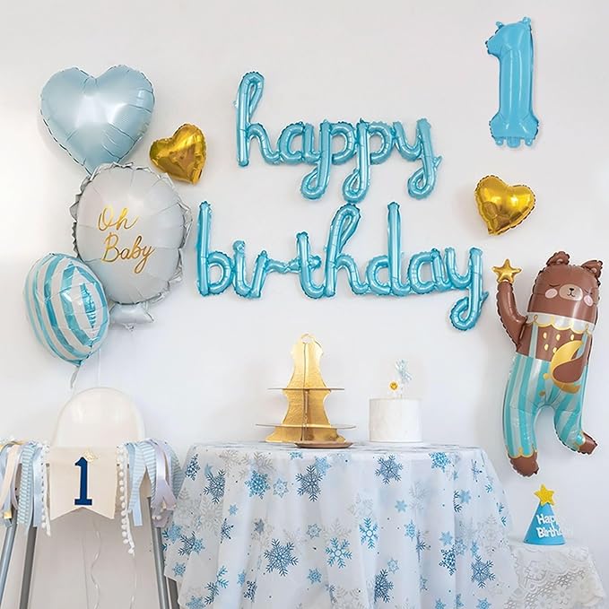2 Set 20 Pcs Number Balloons 16 Inch Baby Blue 0-9 Number Mylar Foil Balloons Baby Blue Custom Digital Balloons for Birthday Party Engagement Graduations Anniversary Baby Shower Decor Party Supplies