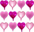 Lovoir 12 Pcs Hot Pink Heart Shape Foil Mylar Balloons 18 Inch Love Balloons for Valentine's Day Birthday Party Decorations Wedding Engagement Romantic Decor (Hot Pink & Pearl Pink & Candy)