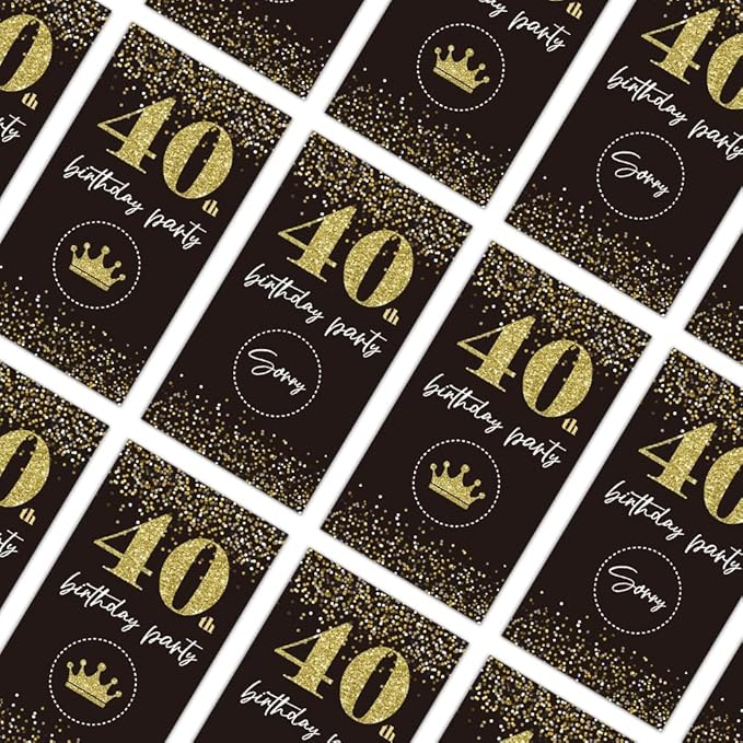 REWIDPARTY Black Gold 40th Birthday Party Scratch Off Game Cards（32 PCS） Cheers to 40 Years Party Supplies Happy 40th Birthday Party Scratch Cards Activity for Birthday Raffle Tickets Kids Adults