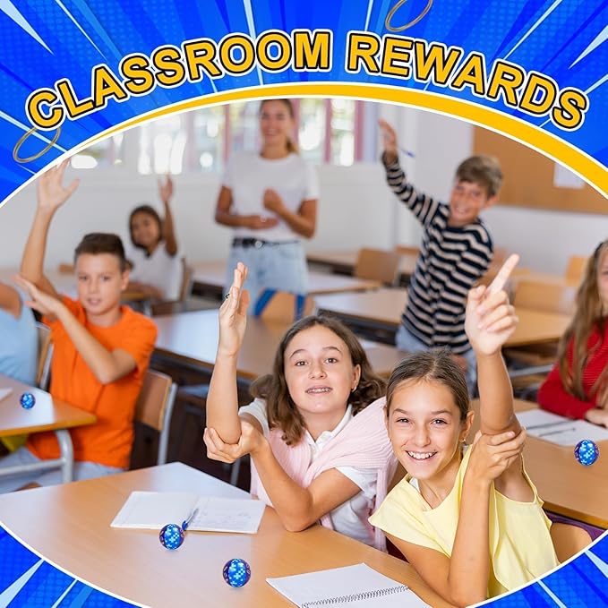24 PCS Blue Golden Rings Stress Balls for Kids Party Favors, 1.57 Inch Anxiety Relief Fidget Sensory Toys Golden Rings Theme Squeeze Toys Bulk for Birthday Goodie Bags Carnival Gifts Classroom Prizes